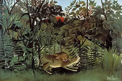 The Hungry Lion Throws Itself on the Antelope Henri Rousseau